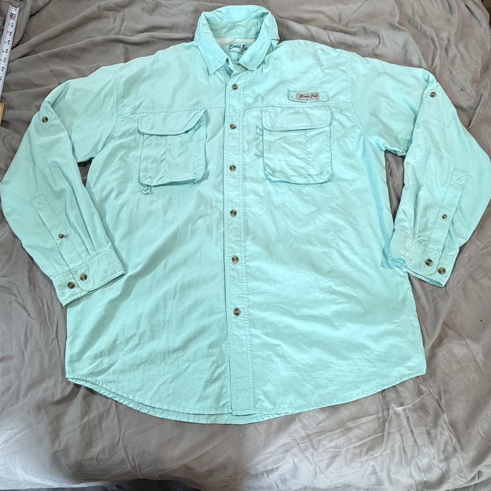 Bimini Bay Blue Long Sleeve Fishing Shirt Mens XL Vented Mesh Lined Outdoor